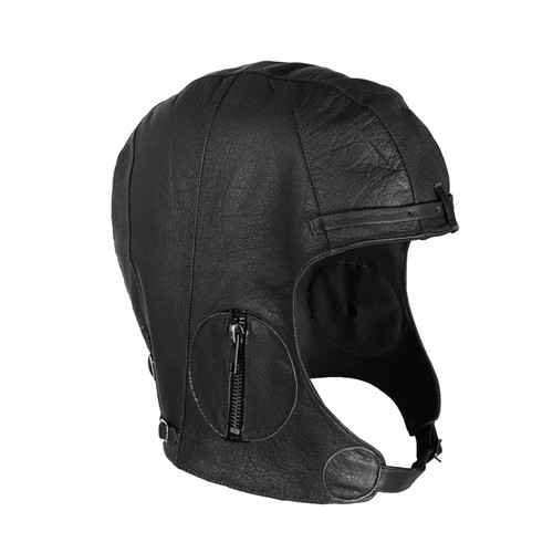 riginal Vintage Style Black Leather Pilots Helmet - View