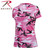 Womens Long Length Pink Camo V Neck T Shirt - Rothco Brand