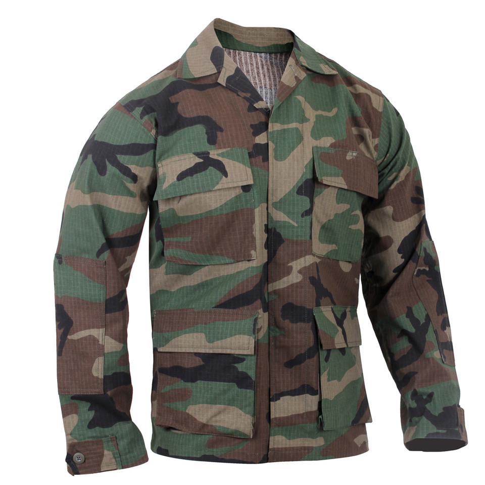 Camouflage BDU Military Jacket, Men's Size L unclear Khaki type Vintage Second Hand