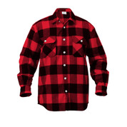 Extra Heavyweight Buffalo Red Plaid Flannel Shirts - Front View