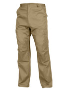 Relaxed Fit Zipper Khaki BDU Fatigue Pants - Casual View