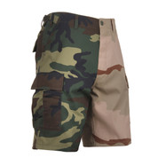 Two Tone Color Woodland Camo/Desert Camo Shorts - View