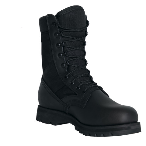 Black Combat Boots with Rugged Sole RIOT-10 Black Leather Steel Toe Combat Boots main image 2