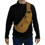 Crossbody Canvas Sling Bag - Coyote Brown Front View