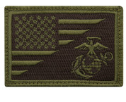 US Flag / USMC Eagle, Globe and Anchor Morale Patch - Olive Drab View