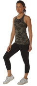 Womens Black Camo Workout Performance Tank Top - Front View 1