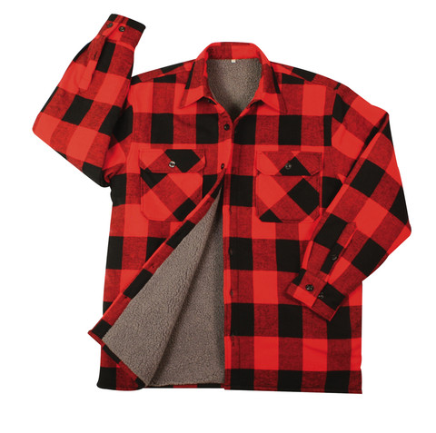 Shop Buffalo Plaid Sherpa Lined Flannel Shirts - Fatigues Army