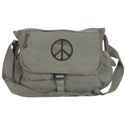 Shop Peace Sign Retro Shoulder Bags - Fatigues Army Navy