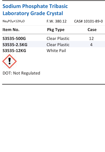 Sodium Phosphate Tribasic Laboratory Grade Crystal Family Panel