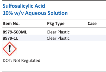 Sulfosalicylic Acid 10% w/v Aqueous Solution Family Panel