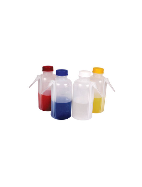 United Scientific® Wash Bottles, Unitary, Colored Caps, 500 mL