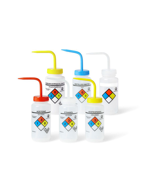 United Scientific® Unisafe™ Assorted Wash Bottles, 500 mL, Set Of 6