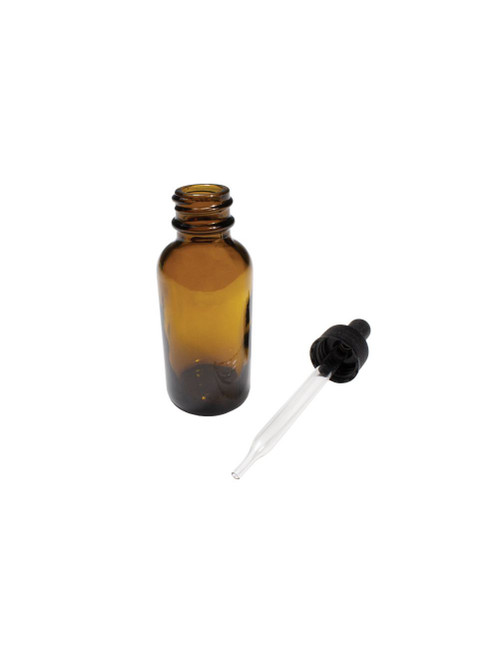 United Scientific® Bottles With Dropper, Boston Round, Amber, 0.5oz