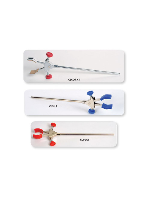 United Scientific® 2-Prong Burette Clamp With Extension Rod, Pvc Coated Grips