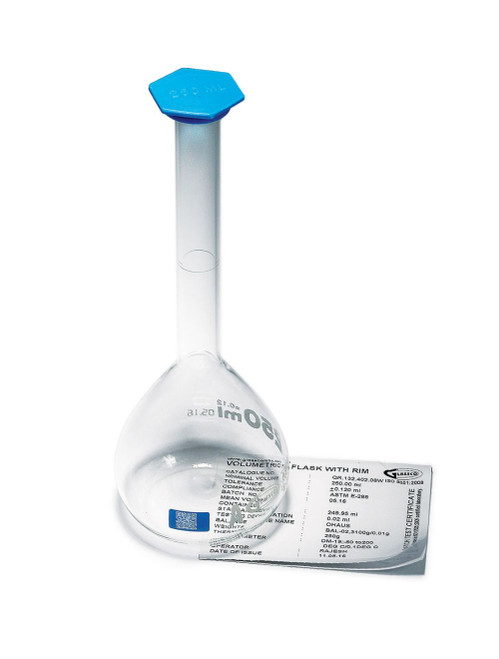 United Scientific® Volumetric Flasks, Class A, With Snap Cap, Batch Certified, QR, 50 mL