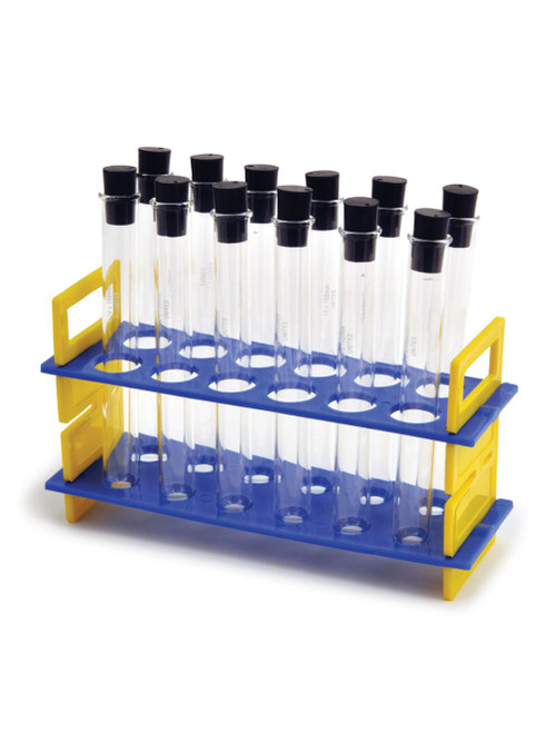 United Scientific® Test Tube Rack w/ 24 mL Glass Tubes & Rubber Stoppers