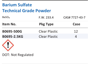 Aqua Solutions catalog panel - Barium Sulfate Technical Grade Powder