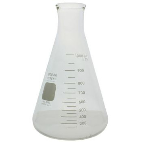 (CN)  Pyrex 1L Narrow Mouth Erlenmeyer Flasks with Heavy Duty Rim, 6/pk