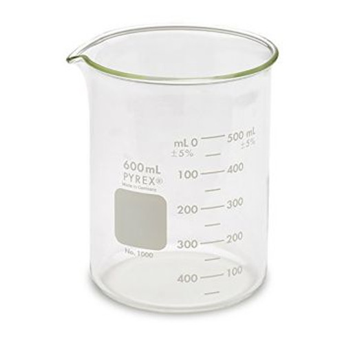 (CN)  Pyrex Griffin Low Form 600mL Beaker, Graduated, 36/cs