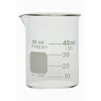 (1000-50) Pyrex Griffin Low Form 50mL Beaker, Graduated, 12/pk