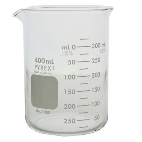 (CN)  Pyrex Griffin Low Form 400mL Beaker, Graduated, 12/pk