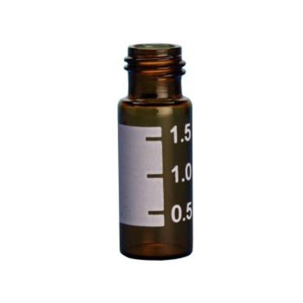 2mL Amber Vial, 9mm Thread with Graduated Marking Spot, Pack of 100