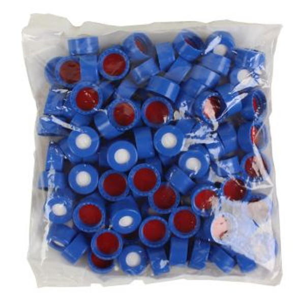9mm Smooth Closure, Royal Blue Polypropylene, PTFE/Silicone with Slit Lined, Case of 10 Packs