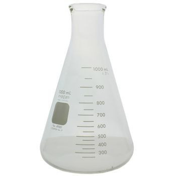 (4980-1L) Pyrex 1L Narrow Mouth Erlenmeyer Flasks with Heavy Duty Rim, 1/EA