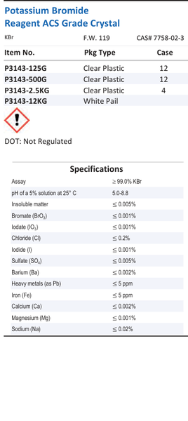 Potassium Bromide Reagent ACS Grade Crystal Family Panel