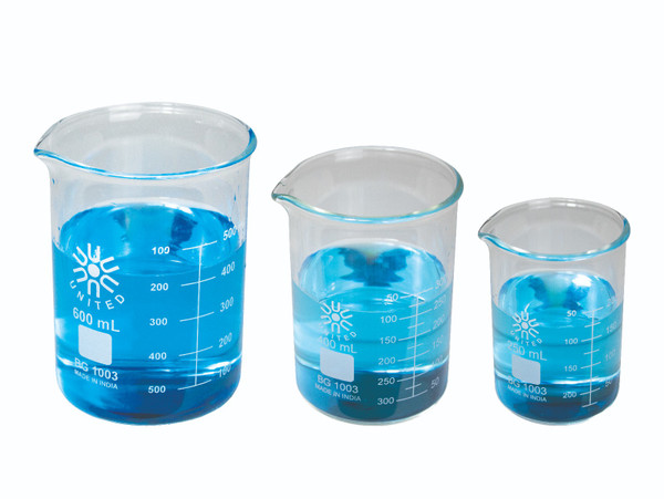 United Scientific® Glass Beaker Set Of 3, Heavy-Duty, Borosilicate