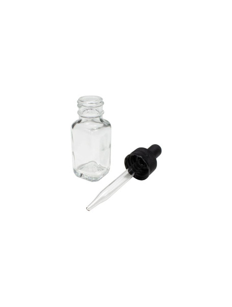 United Scientific® Bottles With Dropper, Square, Flint Glass, 0.5oz