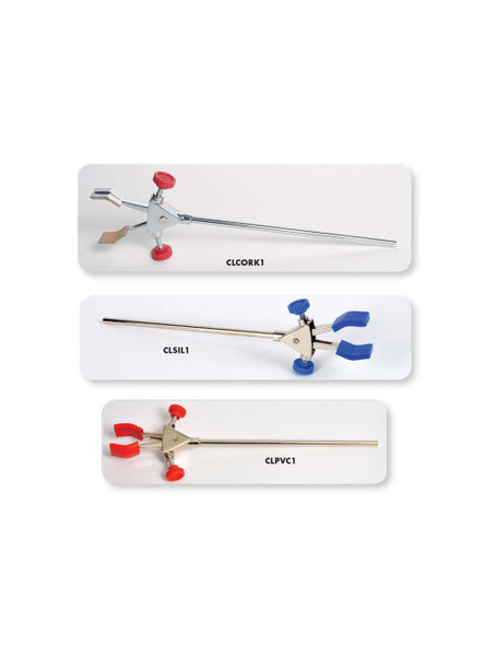 United Scientific® 2-Prong Burette Clamp With Extension Rod, Pvc Coated Grips