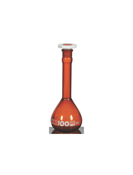 United Scientific® Volumetric Flasks, Class A, Individually Certified, Wide Mouth, Amber Glass, QR, 20 mL