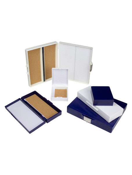 United Scientific® 100-Place Microscope Slide Box, ABS, Blue
