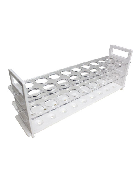 United Scientific® Test Tube Rack, PC, 25mm Tubes, 12 Places, White With Clear Tiers