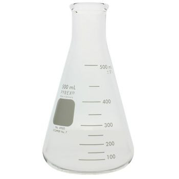 (4980-500) Pyrex 500mL Narrow Mouth Erlenmeyer Flasks with Heavy Duty Rim, 36/cs