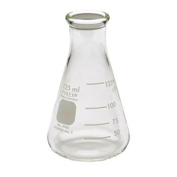 (4980-125) Pyrex 125mL Narrow Mouth Erlenmeyer Flasks with Heavy Duty Rim, 12/pk