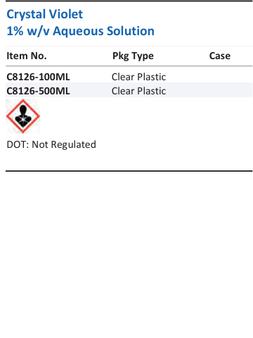 Aqua Solutions Crystal Violet 1% w/v Aqueous Solution catalog panel