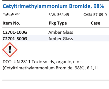 Aqua Solutions Cetyltrimethylammonium Bromide, 98% catalog panel