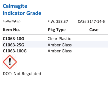 Aqua Solutions Calmagite Indicator Grade catalog panel