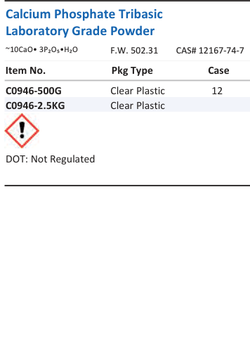 Aqua Solutions Calcium Phosphate Tribasic Laboratory Grade Powder catalog panel