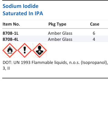 Aqua Solutions Sodium Iodide Saturated In IPA catalog panel