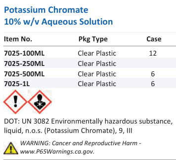 Aqua Solutions Potassium Chromate 10% w/v Aqueous Solution catalog panel