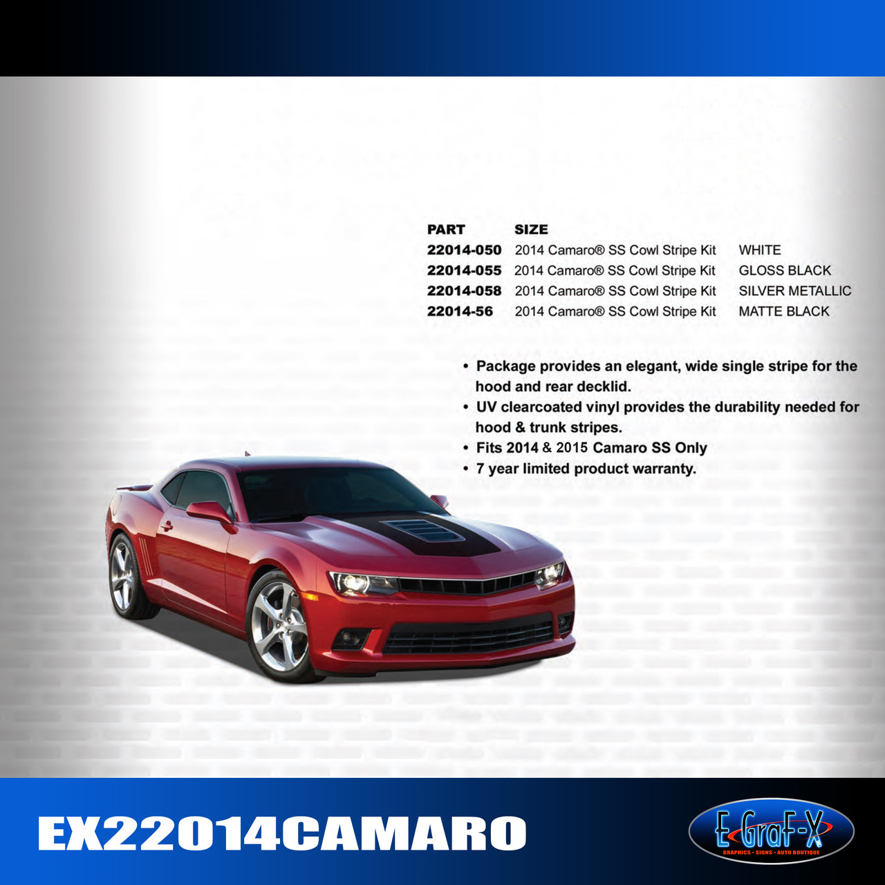 2014-2015 Chevy Camaro SS Cowl Stripes - EgraF-X Graphics for Vehicles and  More