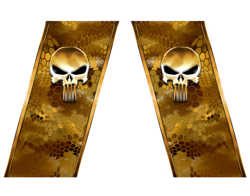 EXPUNISHCAMO-12 Gold Punisher Skull Camouflage Truck Bed Decals 