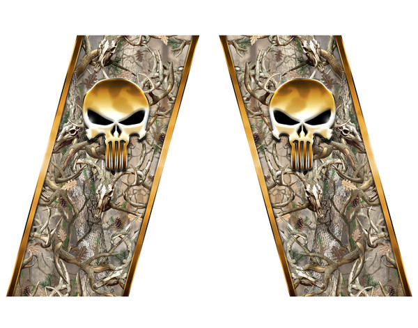 EXPUNISHCAMO-2 Gold Punisher Skull Camouflage Truck Bed Decals 
