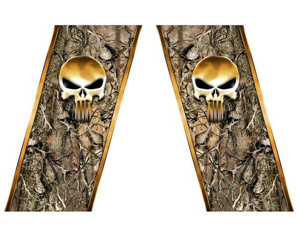 EXPUNISHCAMO-6 Gold Punisher Skull Camouflage Truck Bed Decals 