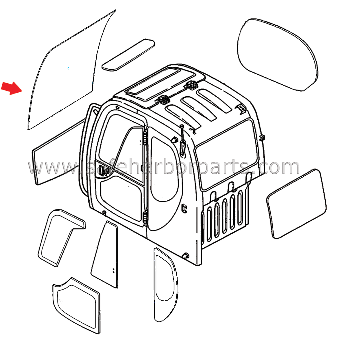 YT02C01156P1 Excavator Front Upper Windshield