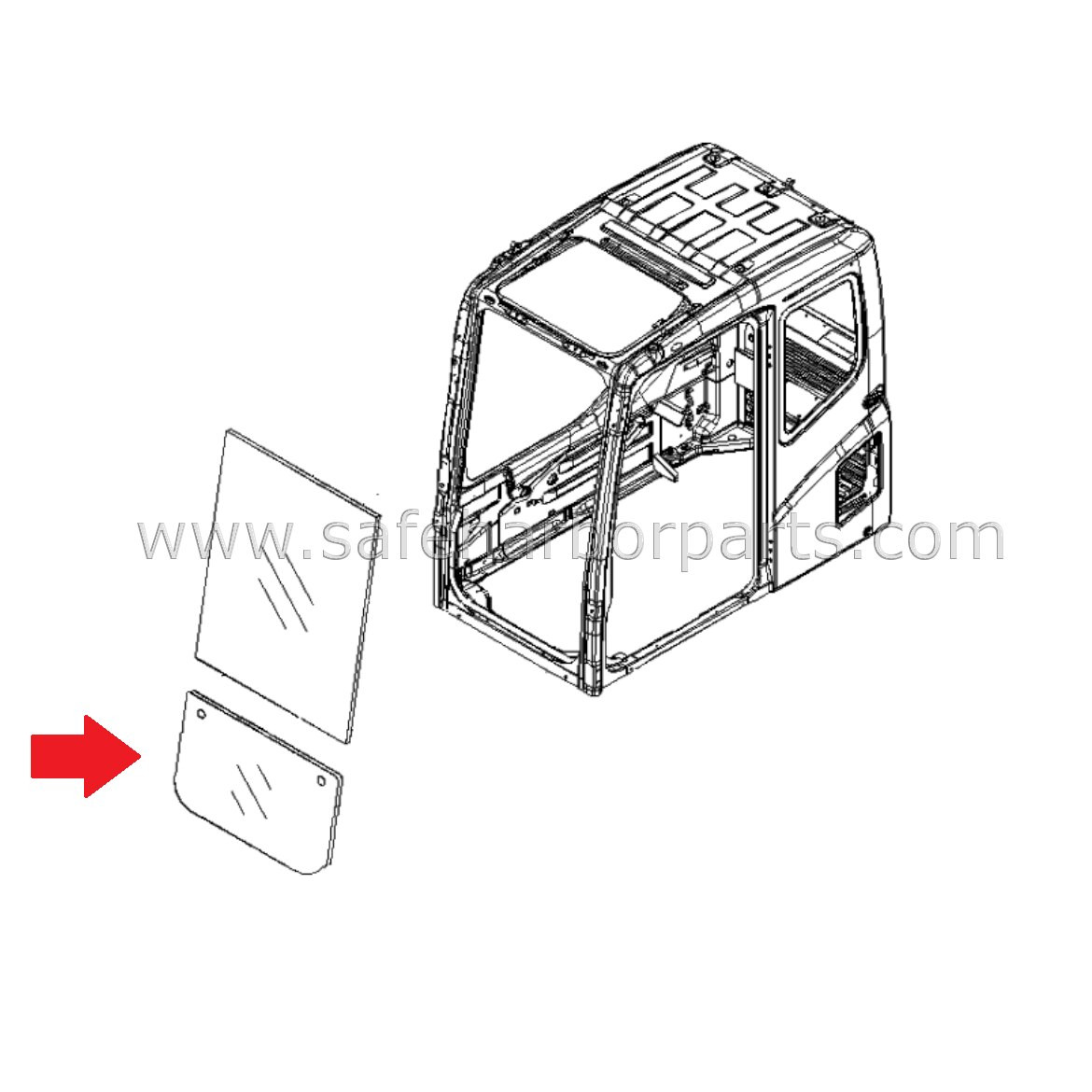 22B-54-28321 Komatsu Excavator Front Upper Glass- 1120mm Height