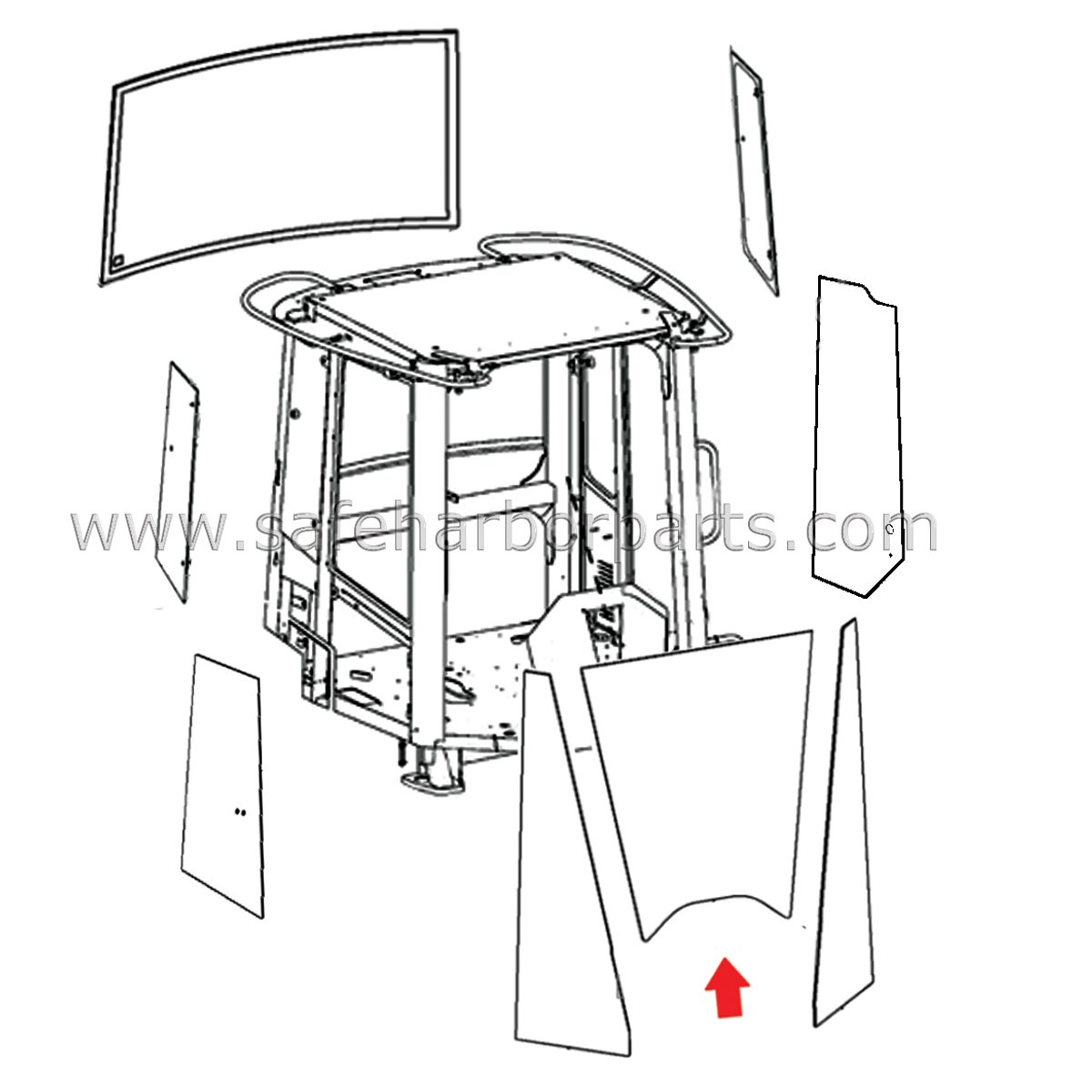 T230096 Loader Center Windshield Glass